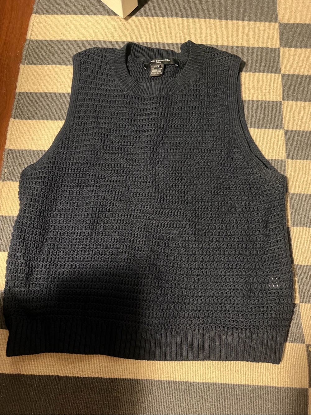 French Connection Navy Chunky Knit Sleeveless Sweater Vest M